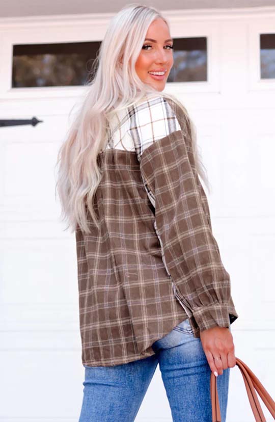 Loving Nature Split Plaid Shacket