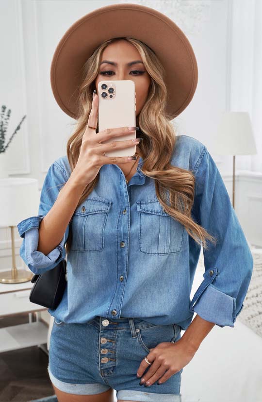 Mood All Day Denim Blouse