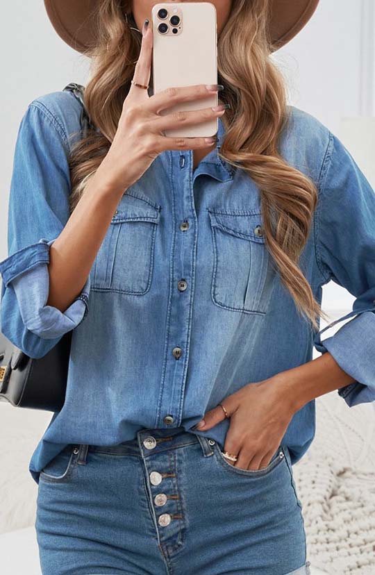 Mood All Day Denim Blouse