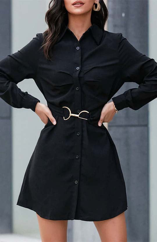 Outspoken Belted Mini Shirt Dress