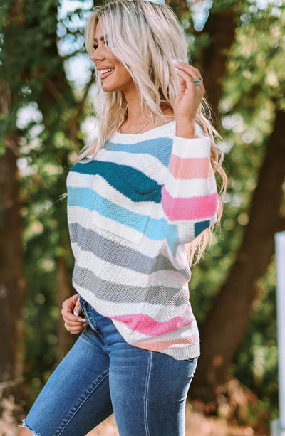 Splash Of Color Striped Sweater